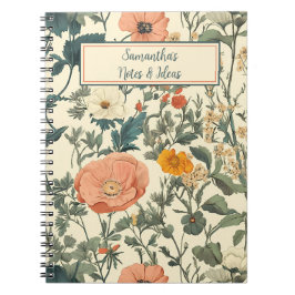 Vintage Wildblumen und Pflaumen Notizblock