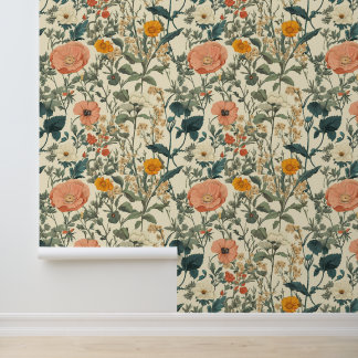 Vintage Wildblumen und Pflaumen Tapete