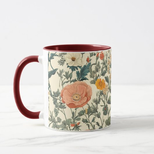 Vintage Wildblumen und Pflaumen Tasse (Links)