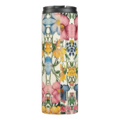 Vintage Wildblumen, vertikaler Name für schwarzes  Thermosbecher (Rückseite)