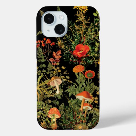 Vintage Wildblumen Wald Pilze Case-Mate iPhone Hülle (Rückseite)
