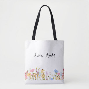 Vintage-Wildblumen-Wiesen-Blumen-Tragetasche Tasche