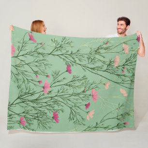 Vintage-Wildblumengarten Salbei-Grün-Fleece-Decke Fleecedecke
