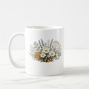 Vintage-Wildblumenstrauß-Kunstprint Botanisch F Kaffeetasse