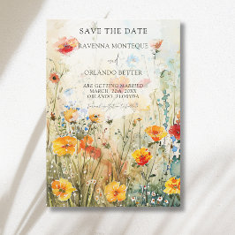 Vintage-Wildblumenwiese-Herbsthochzeit Save The Date