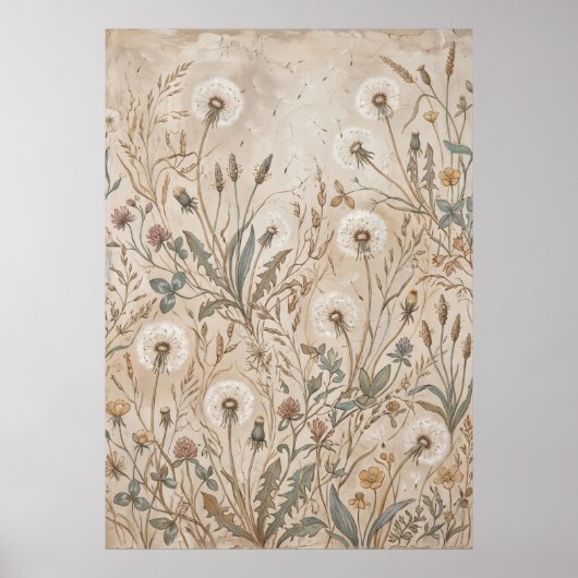 Vintage-Wildblumenwiesenplakat Poster (Vorne)