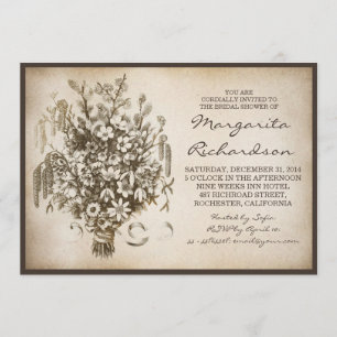 Vintage wilde Blume Brautduscheinladungen Einladung