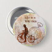 Vintage wilde FahrtSteampunk Fahrrad-Collage Button (Vorne & Hinten)