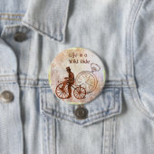 Vintage wilde FahrtSteampunk Fahrrad-Collage Button (Beispiel)