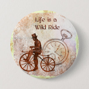 Vintage wilde FahrtSteampunk Fahrrad-Collage Button
