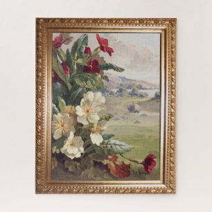 Vintage wilde Rose und rustikale Landschaft Puzzle