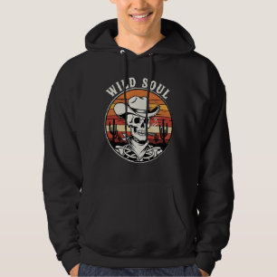 Vintage Wilde Seele Skelett Cowboy Gothic Wester Hoodie