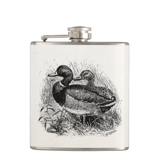 Vintage wilde Stockente duckt personalisierte Flachmann (Vorderseite)