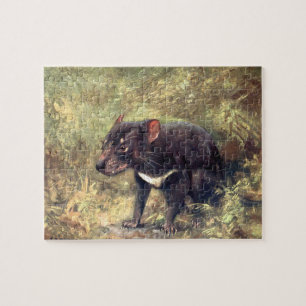 Vintage Wilde Tiere, Tasmanischer Teufel von CE Sw Puzzle