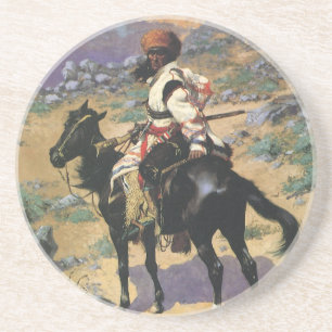 Vintage Wilder Westen, Ein Indianischer Trapper vo Sandstein Untersetzer