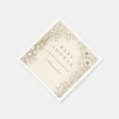 Vintage Wildflower Botanical Frame Baby Shower Serviette (Ecke)