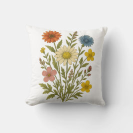 Vintage Wildflower cotton throw pillow Kissen