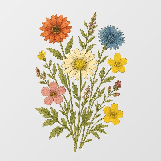 Vintage Wildflower Fensteraufkleber (Blatt)