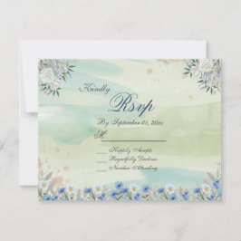 Vintage Wildflower Frame Wedding RSVP Card Einladung