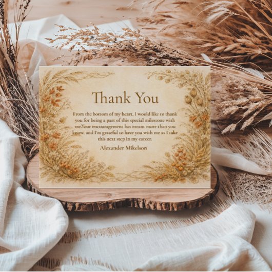 Vintage Wildflower Graduation Party Dankeskarte