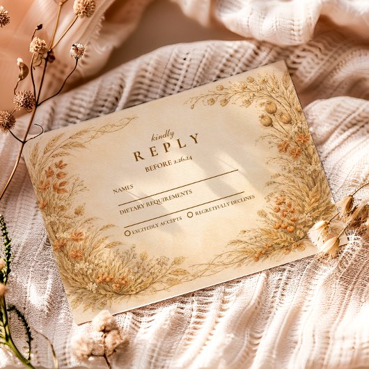 Vintage Wildflower Graduation Party RSVP Karte