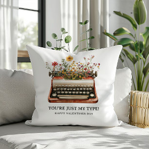 Vintage-Wildflower-Schreibmaschine-Valentinstag-Ge Kissen