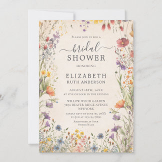 Vintage Wildflowers Garden Bridal Shower Einladung