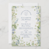 Vintage Wildflowers Garden Wedding Invitation Einladung (Vorderseite)