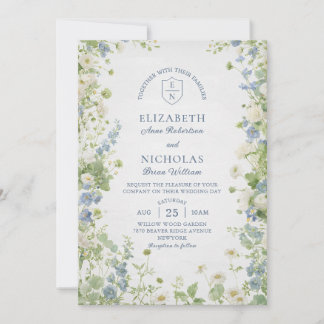 Vintage Wildflowers Garden Wedding Invitation Einladung