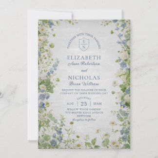 Vintage Wildflowers Garden Wedding Invitation Einladung