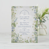 Vintage Wildflowers Garden Wedding Invitation Einladung (Stehend Vorderseite)