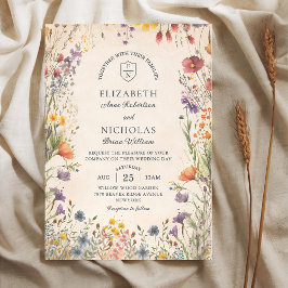 Vintage Wildflowers Garden Wedding Invitation Einladung