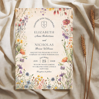 Vintage Wildflowers Garden Wedding Invitation Einladung