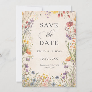 Vintage Wildflowers Garden Wedding Save The Date