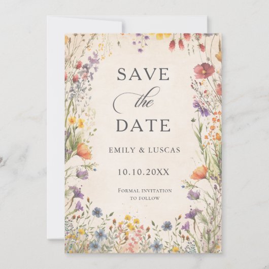 Vintage  Wildflowers Garden Wedding Save The Date (Vorderseite)