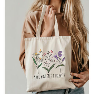 Vintage Wildflowers Selbstliebe Tragetasche
