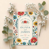 Vintage Wildflowers Wedding Invitation Save The Date