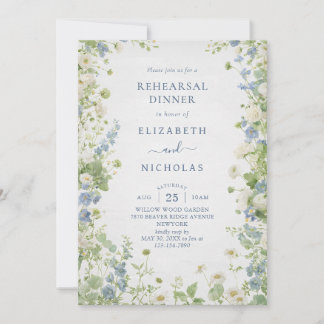 Vintage Wildflowers Wedding Rehearsal Dinner Einladung