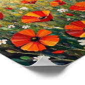 Vintage-Wildmohn-Wiesen-Kunst Poster (Ecke)