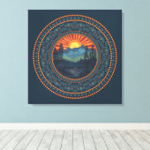 Vintage-Wildnis-Sonnenuntergang-Punkt-Mandala-Lein Leinwanddruck (Insitu (Holzboden))