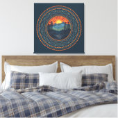 Vintage-Wildnis-Sonnenuntergang-Punkt-Mandala-Lein Leinwanddruck (Insitu (Schlafzimmer))