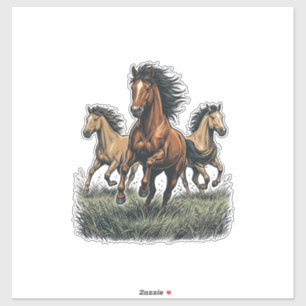 Vintage Wildpferde laufende Western-Vektor-Shirt_1 Aufkleber