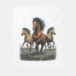 Vintage Wildpferde laufende Western-Vektor-Shirt_1 Fleecedecke