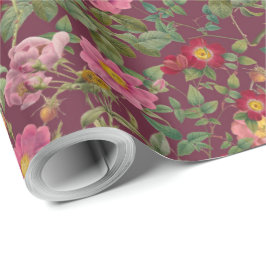 Vintage-Wildrose-Geschenkpapier in Burgunderrot Geschenkpapier