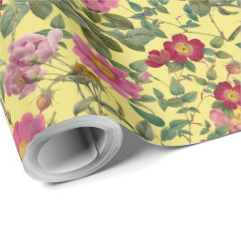 Vintage-Wildrose-Geschenkpapier in Butterblumengel Geschenkpapier