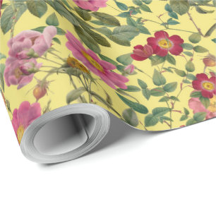 Vintage-Wildrose-Geschenkpapier in Butterblumengel Geschenkpapier