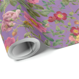 Vintage-Wildrose-Geschenkpapier in Orchideen-Purpl Geschenkpapier