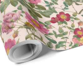 Vintage-Wildrose-Geschenkpapier in sanftem Rosé Geschenkpapier