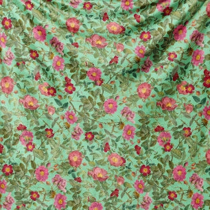 Vintage-Wildrosen-Flanelldecke in Aqua-Mint Fleecedecke