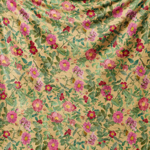 Vintage-Wildrosen-Plüschdecke in warmem Creme Fleecedecke
